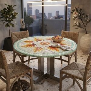 mosaic side table outside